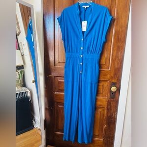 Love Tree Vibrant Royal Blue Button-Front Jumpsuit